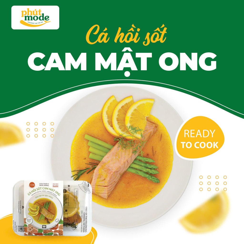 Cá hồi sốt cam mật ong INMIN 200g - Hải sản chế biến sẵn, đồ ăn tiện lợi, ngon thượng hạng