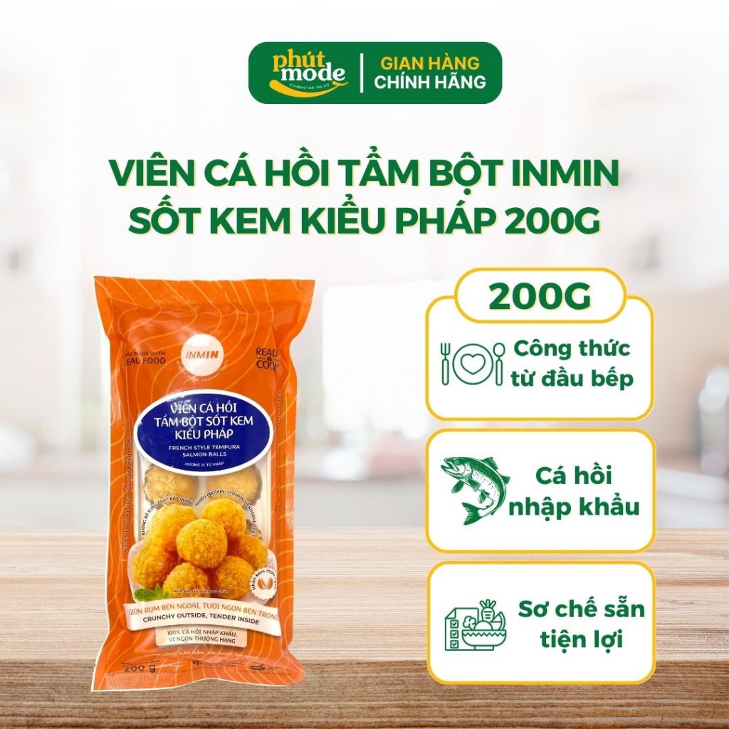 Viên cá hồi tẩm bột kiểu Nhật/Pháp INMIN 200G