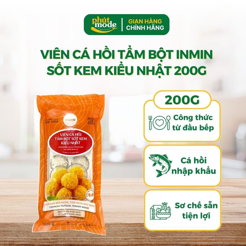 Viên cá hồi tẩm bột kiểu Nhật/Pháp INMIN 200G