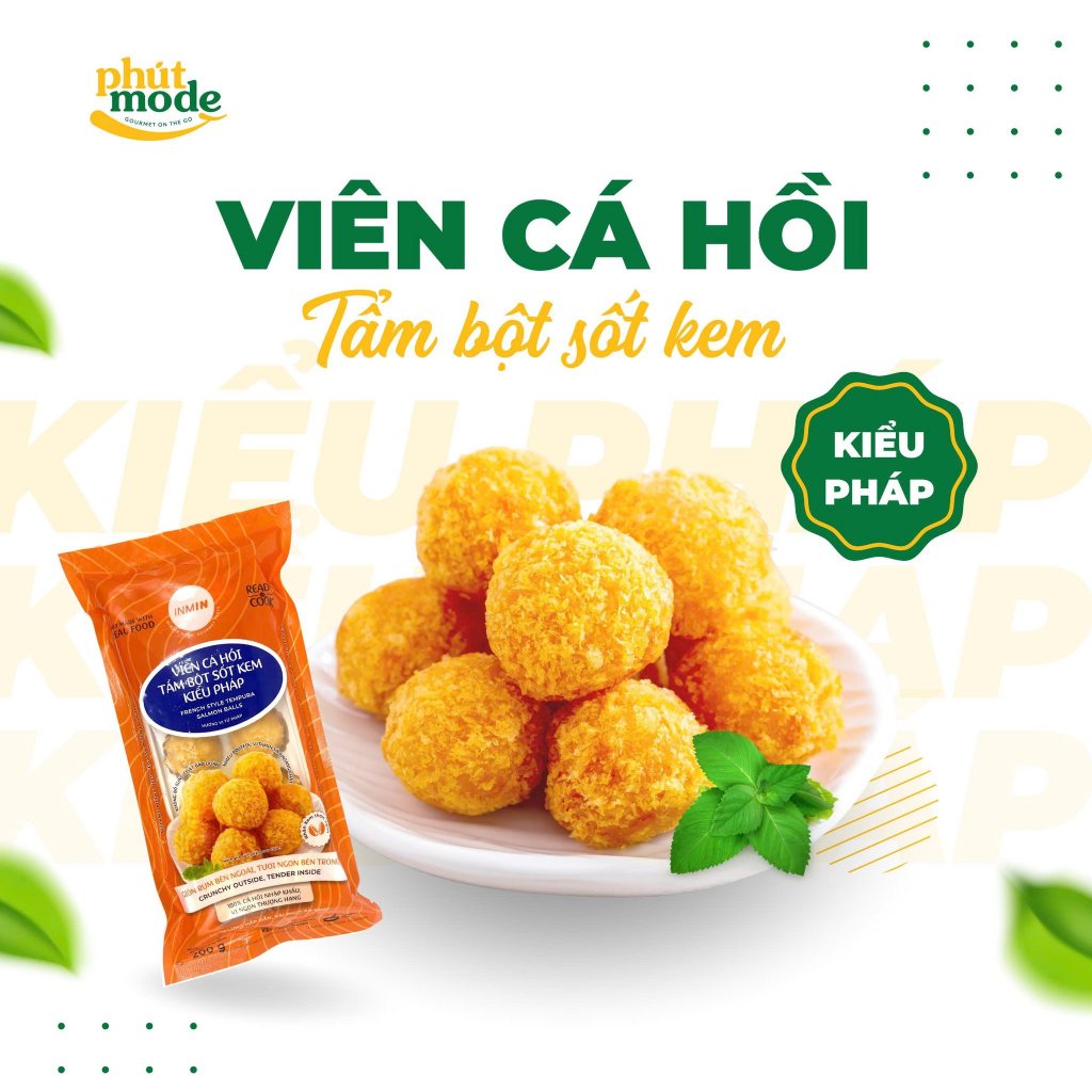 Viên cá hồi tẩm bột kiểu Nhật/Pháp INMIN 200G