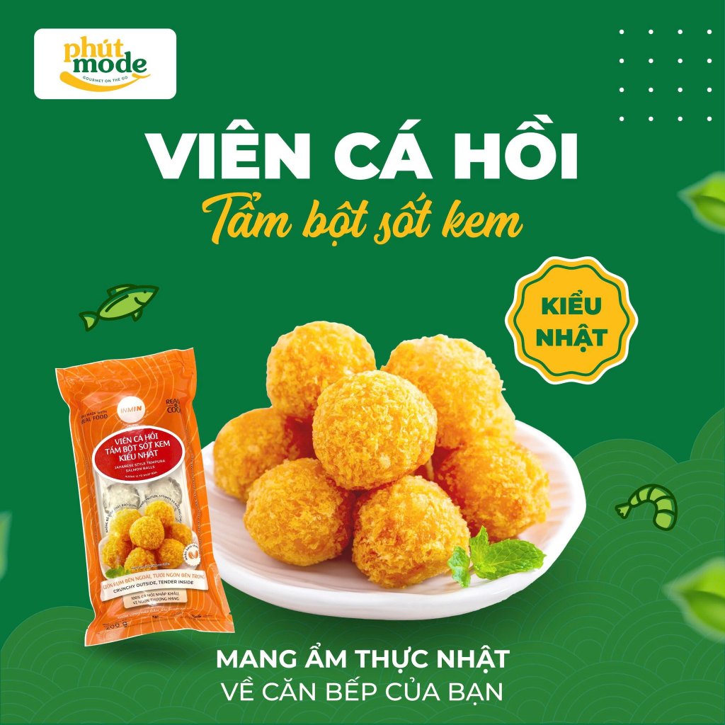 Viên cá hồi tẩm bột kiểu Nhật/Pháp INMIN 200G