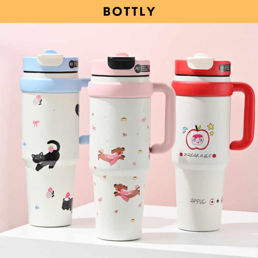 Ly giữ nhiệt BingBa 1000ml, chất liệu inox 316, có tay cầm, giữ nhiệt nóng lạnh 8-12h, kèm ống hút