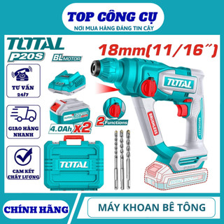 TOTAL Máy khoan bê tông dùng pin 20V KÈM PIN SẠC TRHLI20168 / TRHLI201681