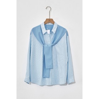 Áo Kiểu Nữ Sơ Mi LAMER FASHION Dáng Rộng Phối Khăn Quàng Vai Trẻ Trung V61H24Q058