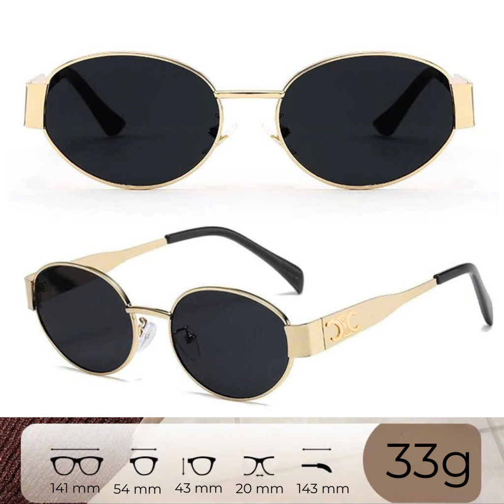 Kính Râm Oval Nhỏ Thời Trang Retro Đi Biển EYERIBY Kính Mát Gọng Kim Loại Vàng Lisa Style Unisex Che Nắng Siêu Đẹp R9