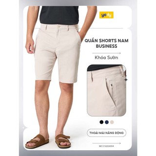 Quần shorts nam Business khóa sườn YODY chất liệu mềm, mịn, mát MCCS25S004