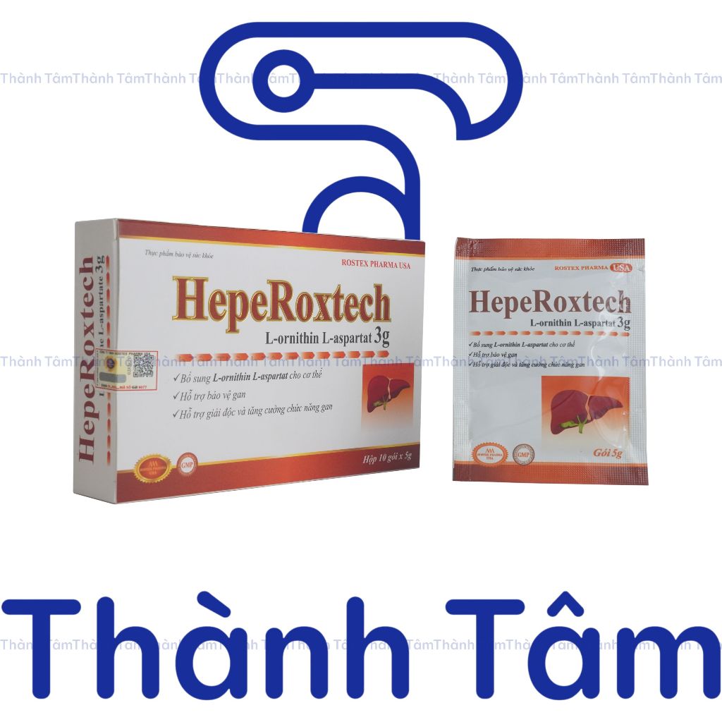 Cốm bổ gan Hepe Roxtech L-ornithine L-aspartat giảm xơ gan, men gan, nhiễm mỡ hiệu quả - 10 gói [Hepe Roxtech]