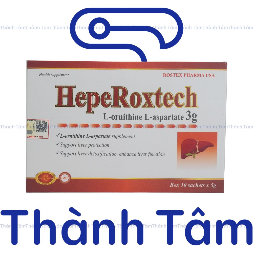 Cốm bổ gan Hepe Roxtech L-ornithine L-aspartat giảm xơ gan, men gan, nhiễm mỡ hiệu quả - 10 gói [Hepe Roxtech]