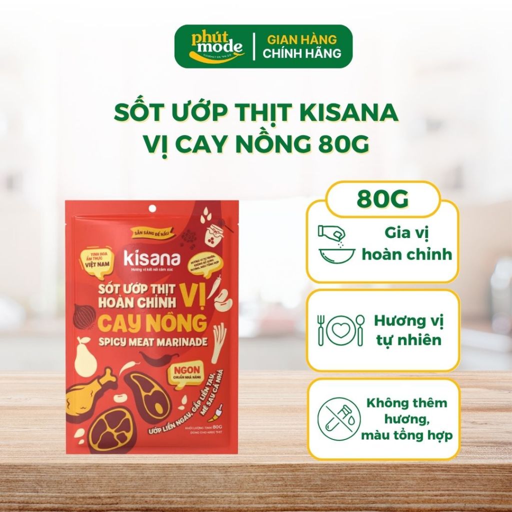 Sốt ướp thịt hoàn chỉnh Kisana vị cay nồng 80g - Gia vị ướp thịt nướng thơm ngon chuẩn vị nhà hàng
