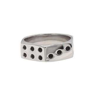 Nhẫn nam unisex titan kiểu lục giác chạm họa tiết số hình xúc xắc không gỉ MR2504