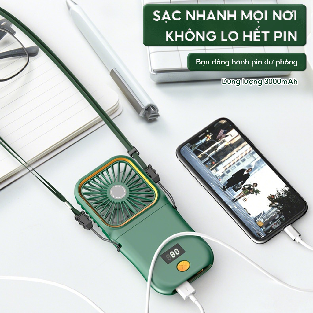 Quạt Mini Pin Khủng, Nhỏ Gọn Tiện Dụng Pin Trâu, Quạt Mini Cầm Tay, Quạt đứng