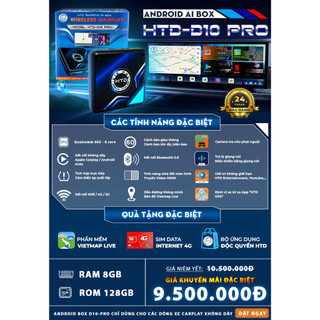 HTD D10 Pro – Android Box Cắm Là Dùng Cho Xe BMW, VinFast, Có Apple CarPlay Không Dây