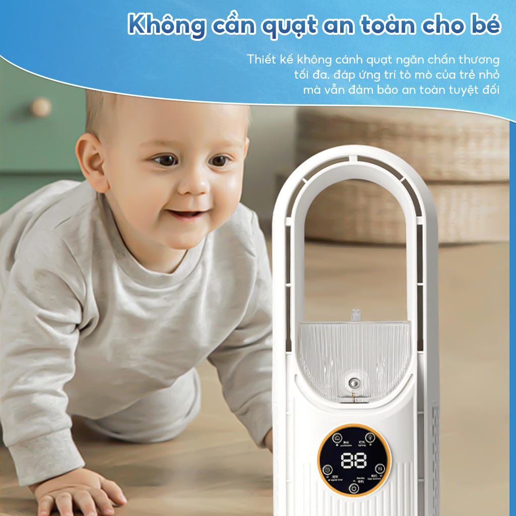 Quạt điều hòa phun sương quạt không cánh, Quạt hơi nước 6 cấp độ tính năng hẹn giờ Với Mosquito Repellent tấm