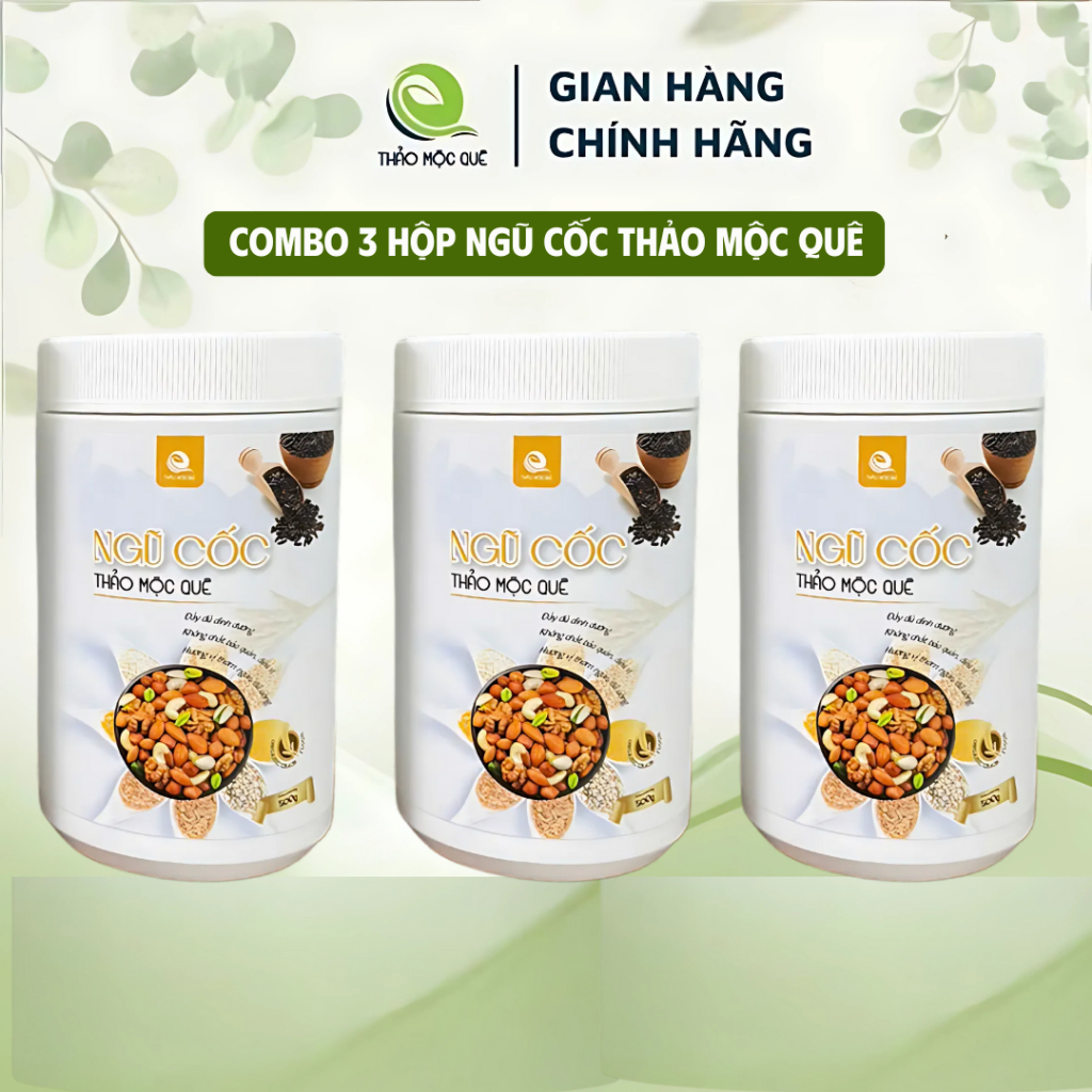 [ COMBO 3 HỘP ] Ngũ Cốc Dinh Dưỡng Thảo Mộc Quê 500g | Bột Ngũ Cốc Nguyên Chất Không Đường
