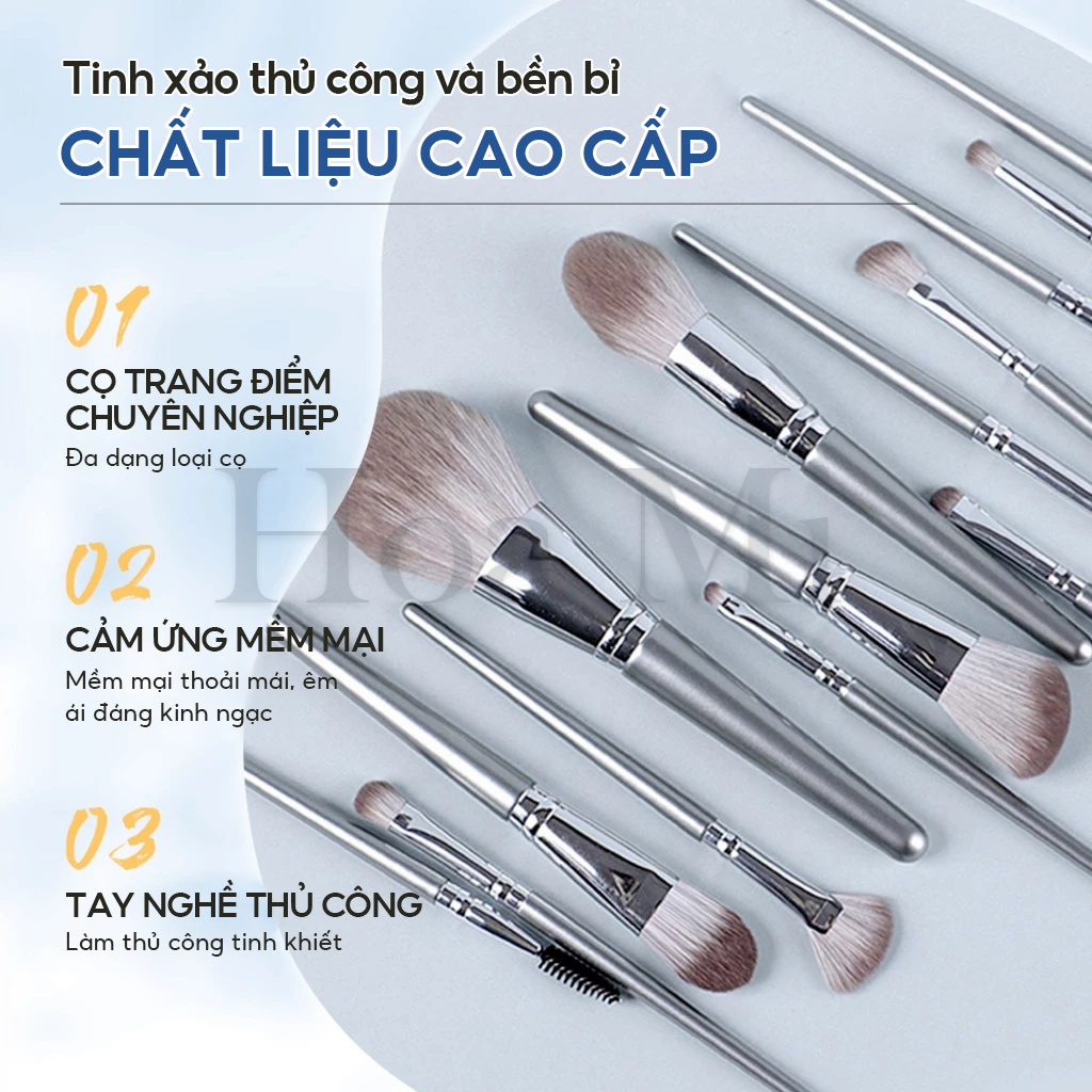 Bộ 14 Cọ Trang Điểm Chuyên Nghiệp Lông Mềm Cho Người Mới | Đa Năng Phấn Phủ/Blush/Phấn Mắt+Tặng Cọ Mi | Hỗ Trợ Dropship