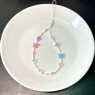 Dây Đeo Điện Thoại Mùa Hè - Móc Khoá Pastel Ánh Bạc Dễ Thương Đơn Giản Handmade by Carem