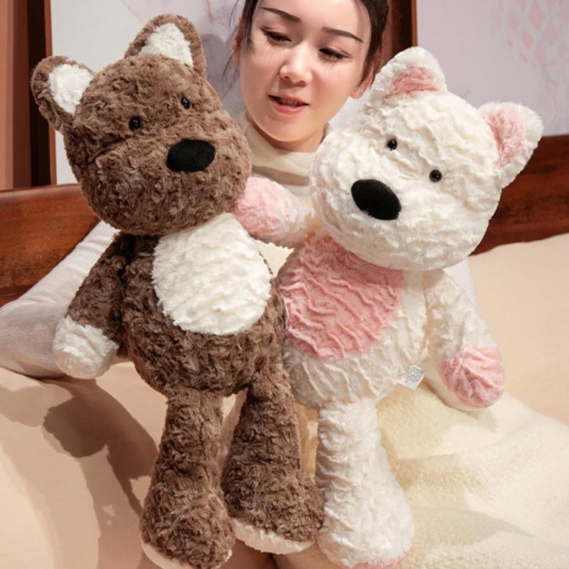 Gấu Thú Bông Puppy Cún Chó Trắng Tai Hồng Nâu Tai Trắng Chó Cảnh Sát Cứu Hộ Lông Xù Siêu Mềm Mịn Siêu Dễ Thương