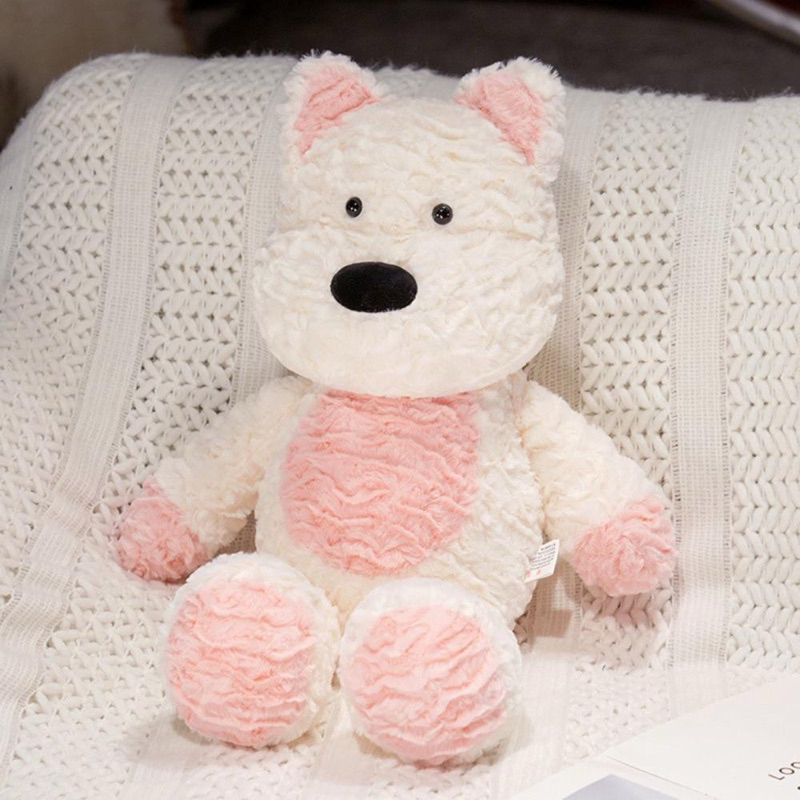 Gấu Thú Bông Puppy Cún Chó Trắng Tai Hồng Nâu Tai Trắng Chó Cảnh Sát Cứu Hộ Lông Xù Siêu Mềm Mịn Siêu Dễ Thương