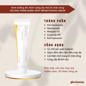 Kem dưỡng ẩm 35ml sáng da nhỏ lỗ chân lông Celimax Pore+Dark Spot Brightening Cream