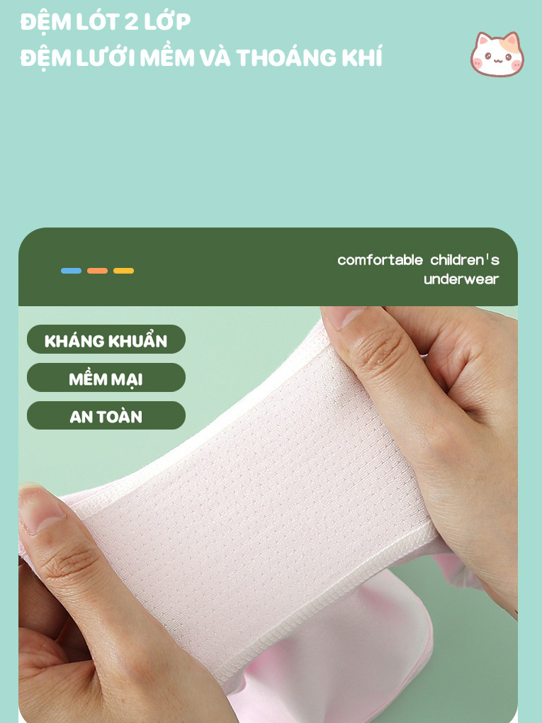 Quần Lót Đùi Bé Gái BETOP, Quần Chip Trẻ Em Gái Chất Cotton Kháng Khuẩn 7A Mềm Mịn, Thoáng Khí Cho Bé 8-48kg NT743