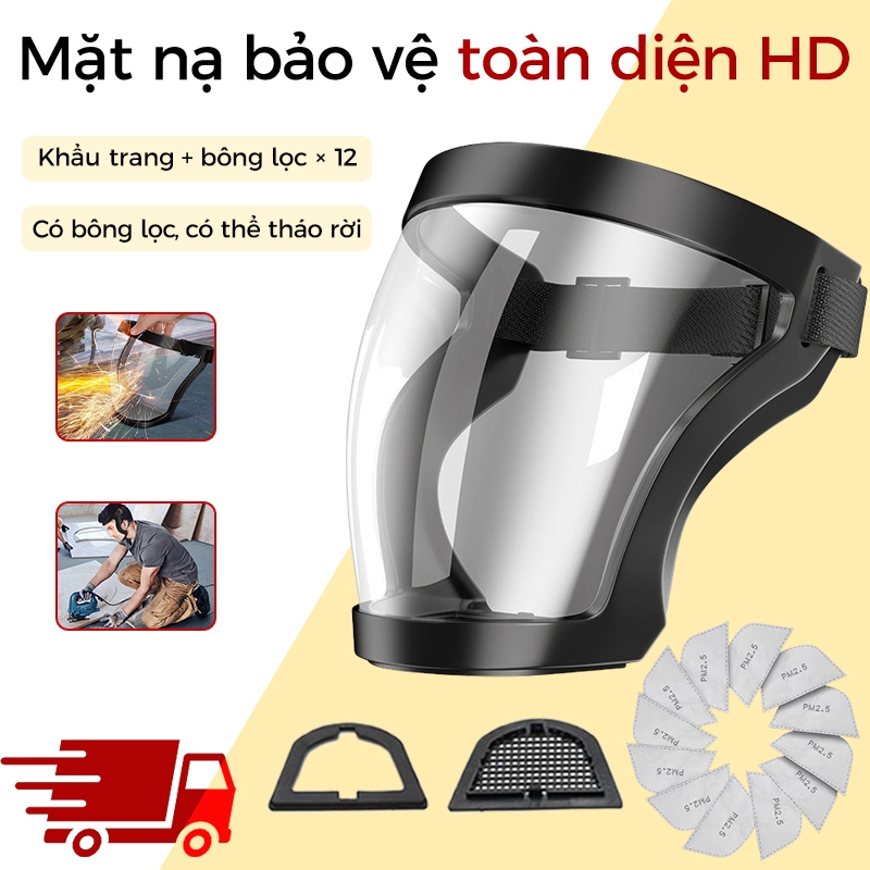 Kính chống giọt bắn,măt nạ bảo vệ chống độc,phun thuốc trừ sâu vừa chắn bụi,kính bảo hộ cao cấp Bông lọc có thể thay thế