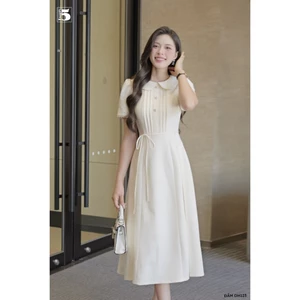 Đầm nữ Twentyfive thiết kế cổ sen phối ren đi kèm dây thắt eo thanh lịch DH132