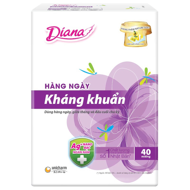 BVS Diana Hàng ngày Cool Fresh/ Kháng khuẩn /Le Parfum Mộc Hồng/Le Parfum Hương Nhài Xanh 40 miếng