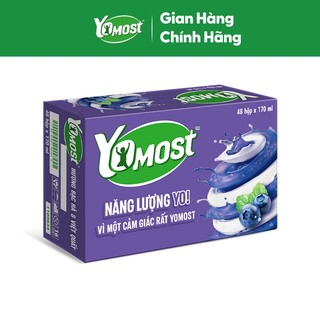 [KOL] Thùng 48 Hộp Sữa Chua Lên Men Tự Nhiên Yomost Bạc Hà - Việt Quất (170ml/Hộp)