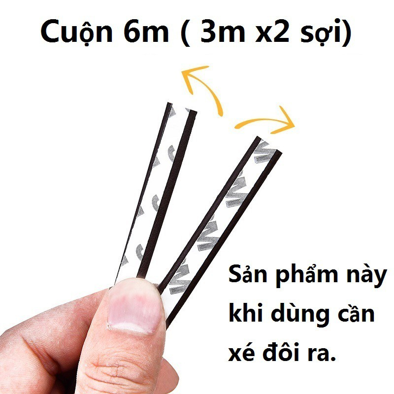 6 Mét Ron Chặn Khe Cửa, Miếng Nẹp Khung Cửa Chống Gió Lùa Cách Âm, Chống Va Đập