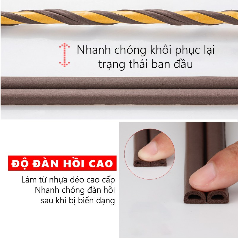 6 Mét Ron Chặn Khe Cửa, Miếng Nẹp Khung Cửa Chống Gió Lùa Cách Âm, Chống Va Đập