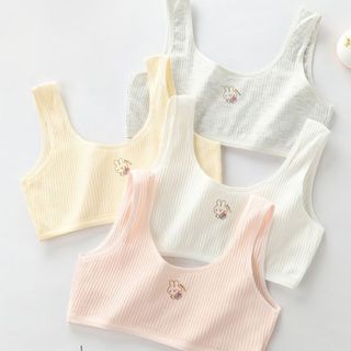 COMBO 3 Áo lót học sinh dây bản to không đệm mút hai lớp chống lộ họa tiết thỏ cute DEVARI B8574