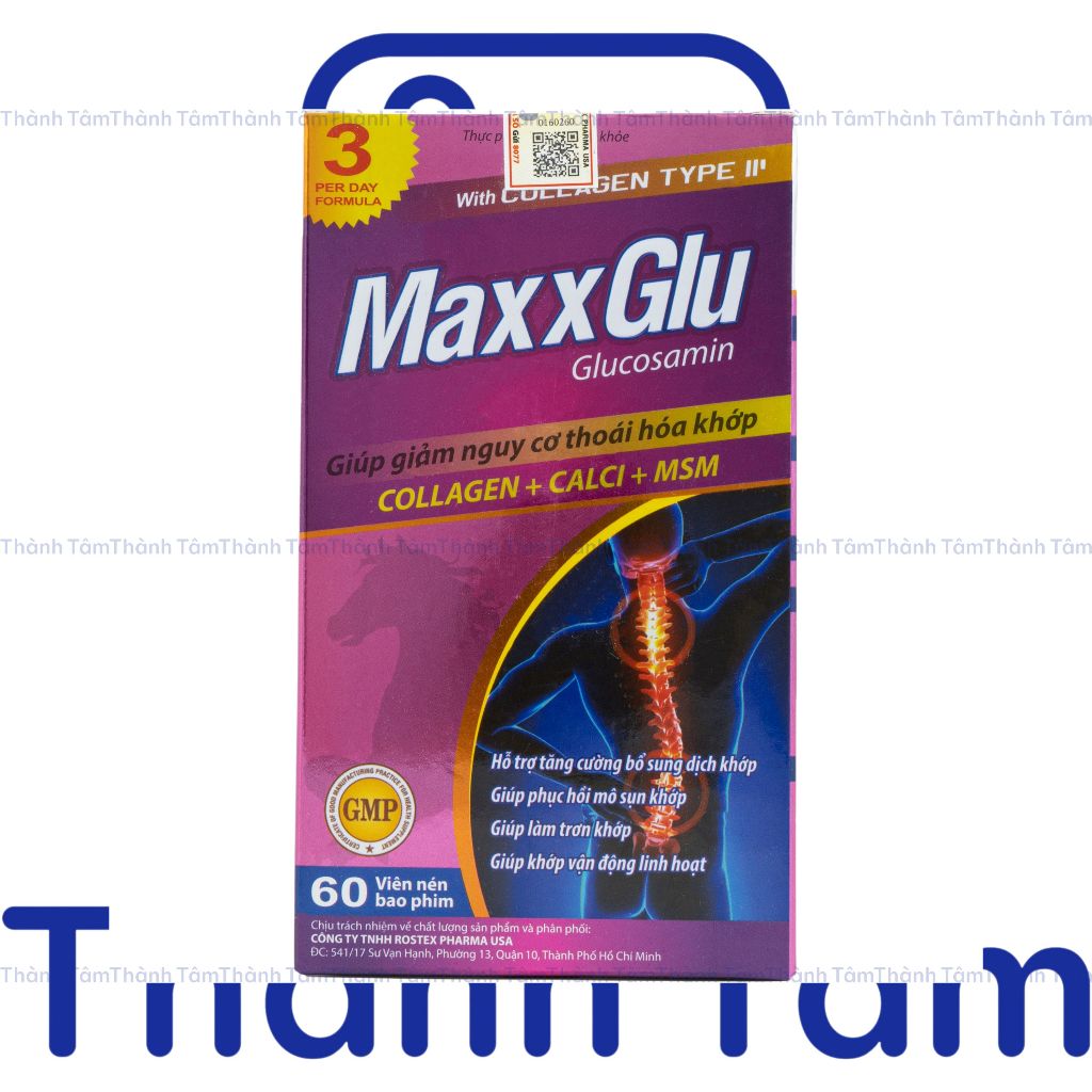 Viên uống MAXXGLU bổ sung glucosamine, hỗ trợ xương khớp - Hộp 60 viên