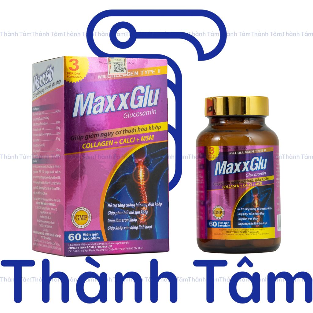 Viên uống MAXXGLU bổ sung glucosamine, hỗ trợ xương khớp - Hộp 60 viên