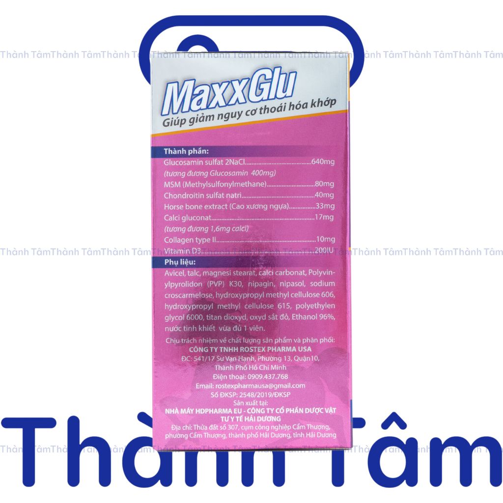 Viên uống MAXXGLU bổ sung glucosamine, hỗ trợ xương khớp - Hộp 60 viên