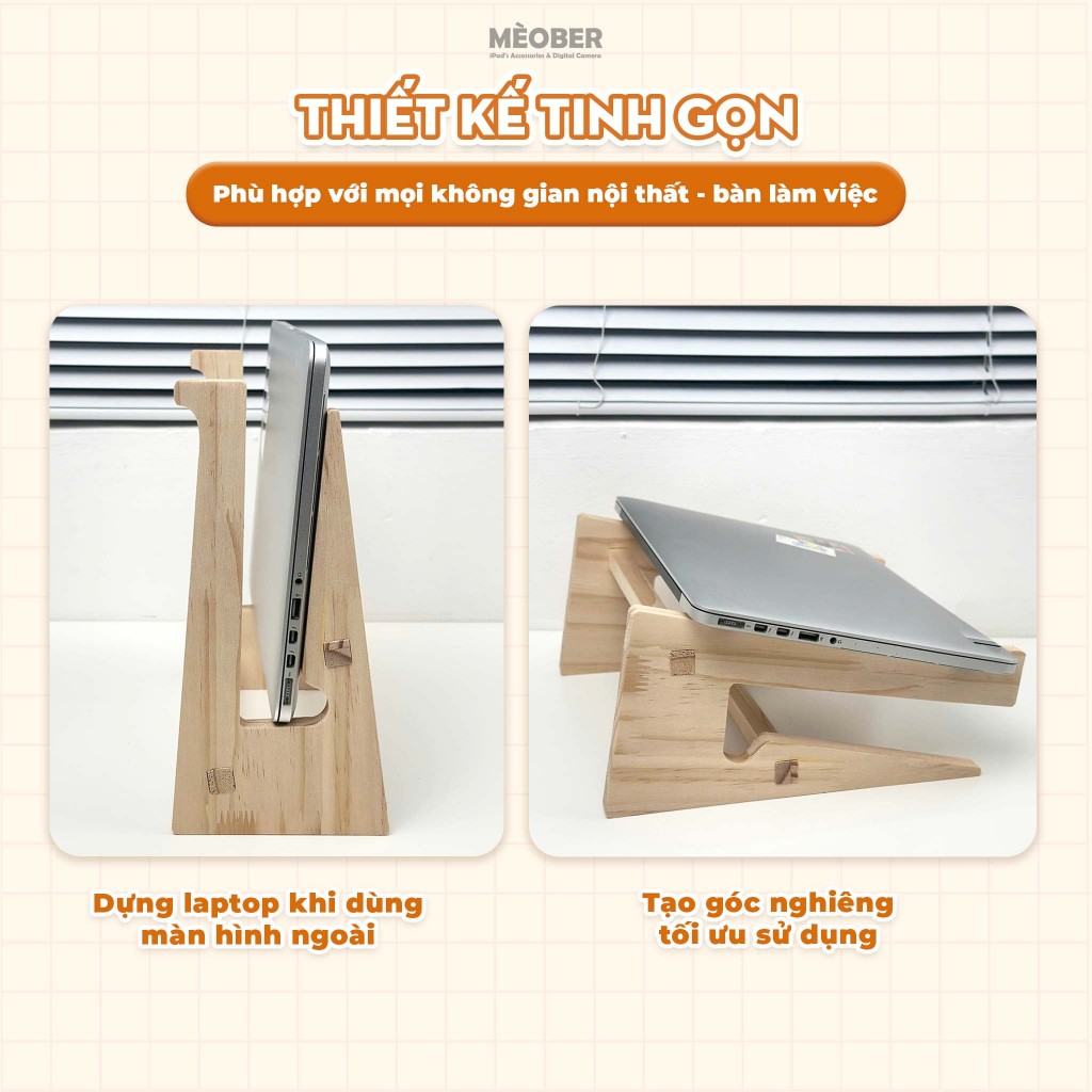 Kệ ,Giá Đỡ Laptop Và Macbook Bằng Gỗ Cao Cấp, Tản Nhiệt Tự Nhiên, Có Khe Để Bàn Phím, Dễ dàng tháo rời by MèoBer
