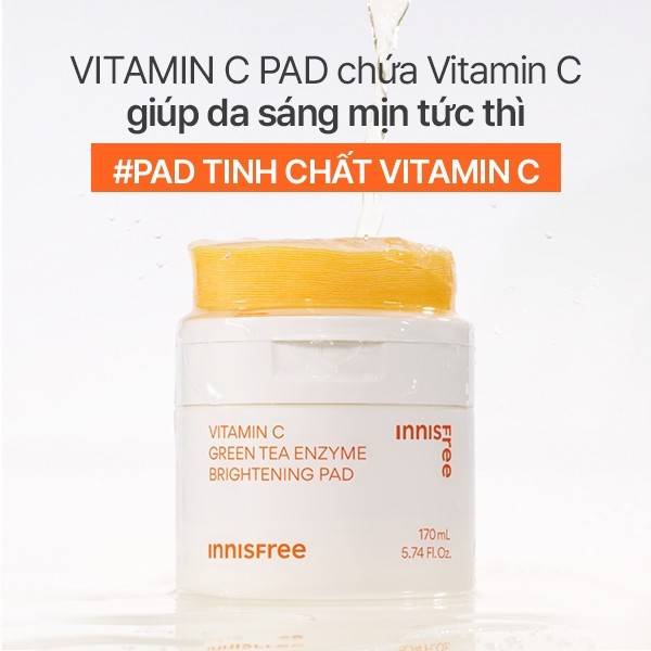 (Quà tặng không bán) Vitamin C Pad dưỡng sáng da 10 miếng innisfree Vita C Pad Green Tea Enzyme