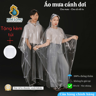 ÁO MƯA CÁNH DƠI TRONG SUỐT  - CÓ KHẨU TRANG PHÙ HỢP VỚI THỜI TRANG