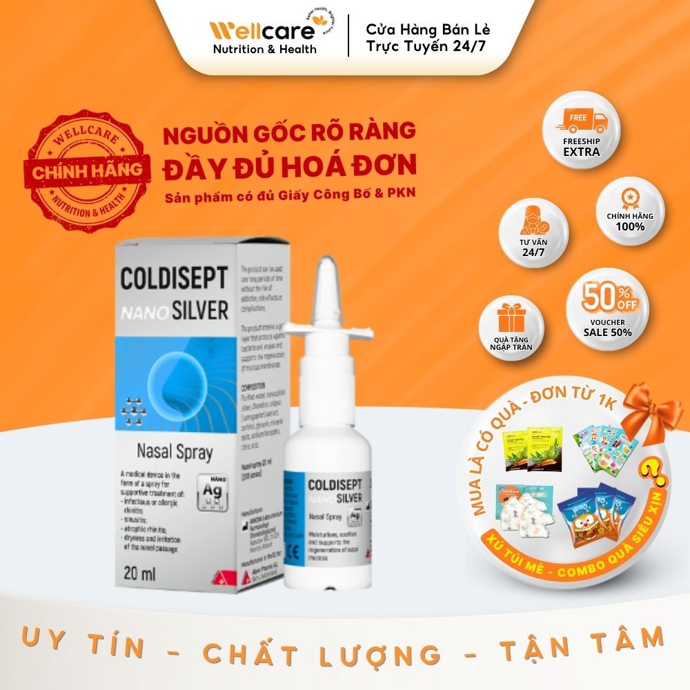 [HÔ HẤP] Coldisept Nasal Spray - Hộp 20ml Xịt mũi Nano Silver giúp ...