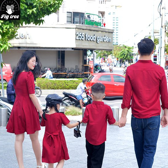 Đồng Phục Gia Đình Fig Tree Màu Đỏ Đô Đúng Chuẩn Đi Tiệc, Chụp Hình, đón Noel - đón Tết Siêu Sang