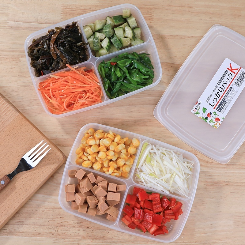 Hộp Chia Thực Phẩm 4 Ngăn - Hộp Nhựa Bảo Quản Thịt Đông Lạnh Tiện Lợi