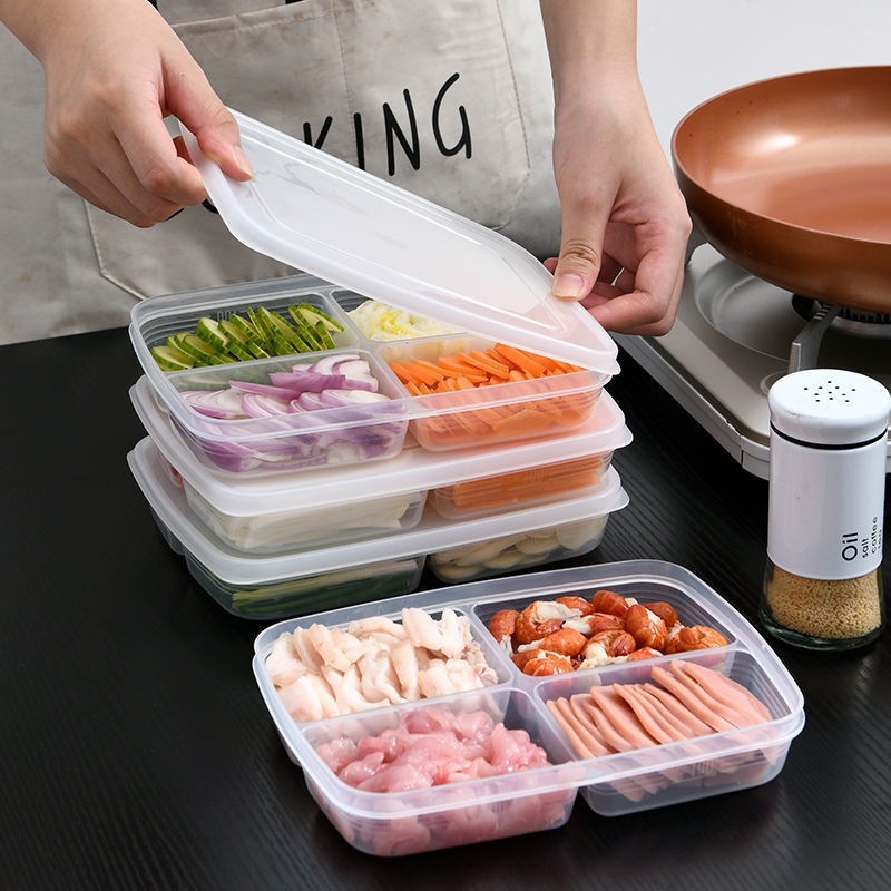 Hộp Chia Thực Phẩm 4 Ngăn - Hộp Nhựa Bảo Quản Thịt Đông Lạnh Tiện Lợi