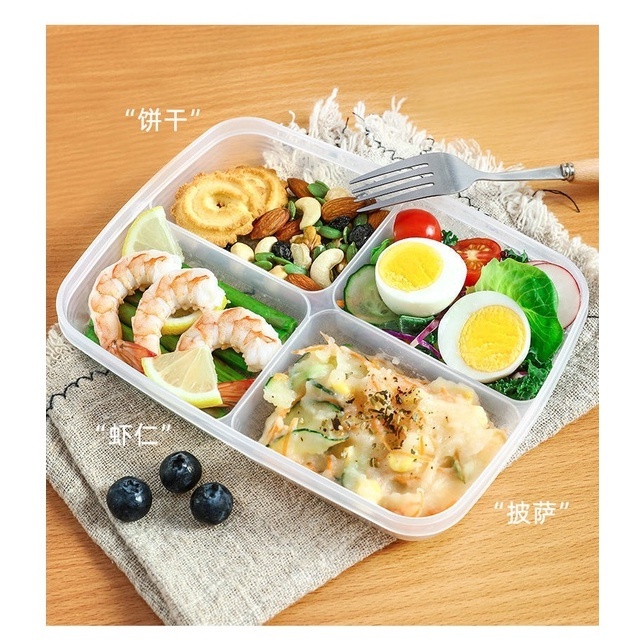 Hộp Chia Thực Phẩm 4 Ngăn - Hộp Nhựa Bảo Quản Thịt Đông Lạnh Tiện Lợi