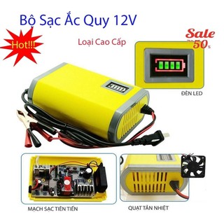 Bộ sạc pin tự động ngắt 12V 2Ah-20Ah cho xe máy và ô tô có đèn LED báo đầy pin AIMVUKES