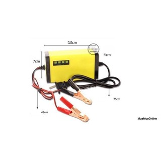 Bộ sạc pin tự động ngắt 12V 2Ah-20Ah cho xe máy và ô tô có đèn LED báo đầy pin AIMVUKES