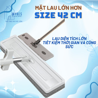 Cây lau nhà tự vắt thông minh bàn lau 42 cm gọn nhẹ dễ dùng, chổi lau nhà cỡ lớn kèm miếng lau