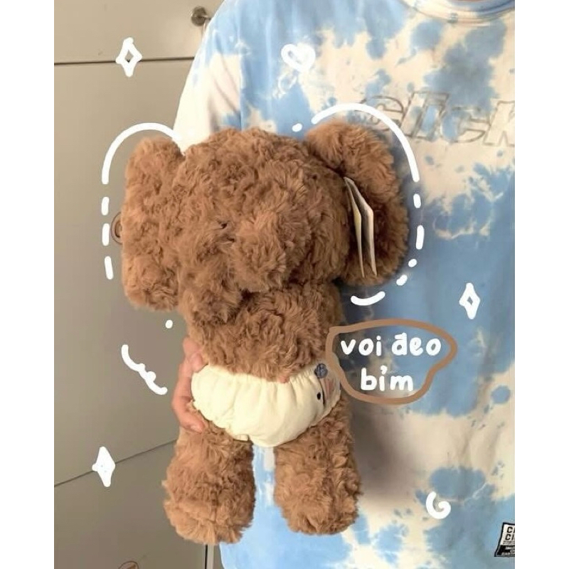 Gấu Thú Bông Puppy Cún Voi Heo Sói Khăn Đỏ Cáo Xấu Hổ Mang Bỉm Tã Quà Tặng Độc Đáo Lông Xù Siêu Mềm Mịn Siêu Dễ Thươấu