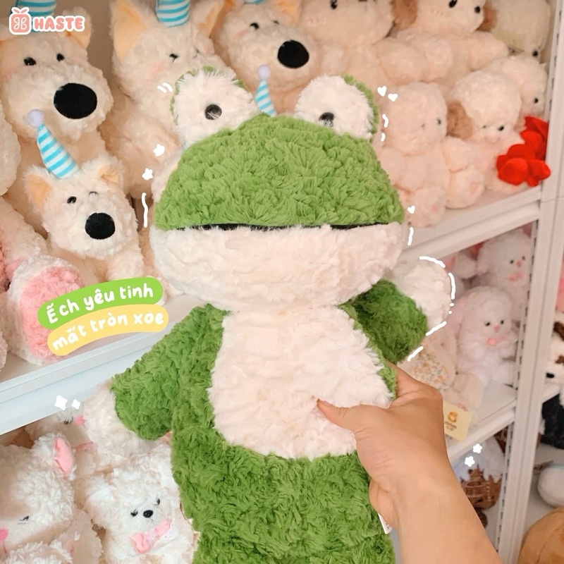 Gấu Thú Bông Ếch Mắt Lồi Frog Xanh Lá Lông Xù Siêu Mềm Mịn Siêu Dễ Thương