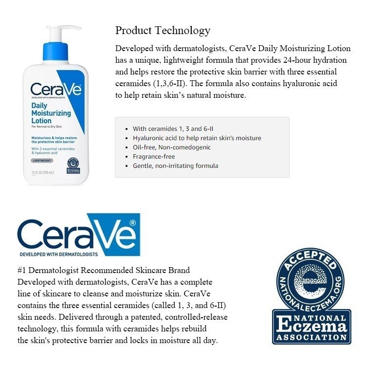 Sữa rửa mặt Cera ve 236ml/Daily Moisturizing Lotion&Sữa Rửa mặt/Moisturising Cream