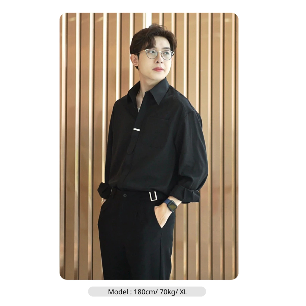 Áo Sơ Mi Nam Dài Tay Chất Chéo Hàn Quốc Form Rộng Đẹp Màu Đen Trắng Size M-2XL Thời Trang Halley A40