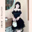 Đầm Hai Dây Xòe Bồng Phối Ren Lưới Dự Tiệc